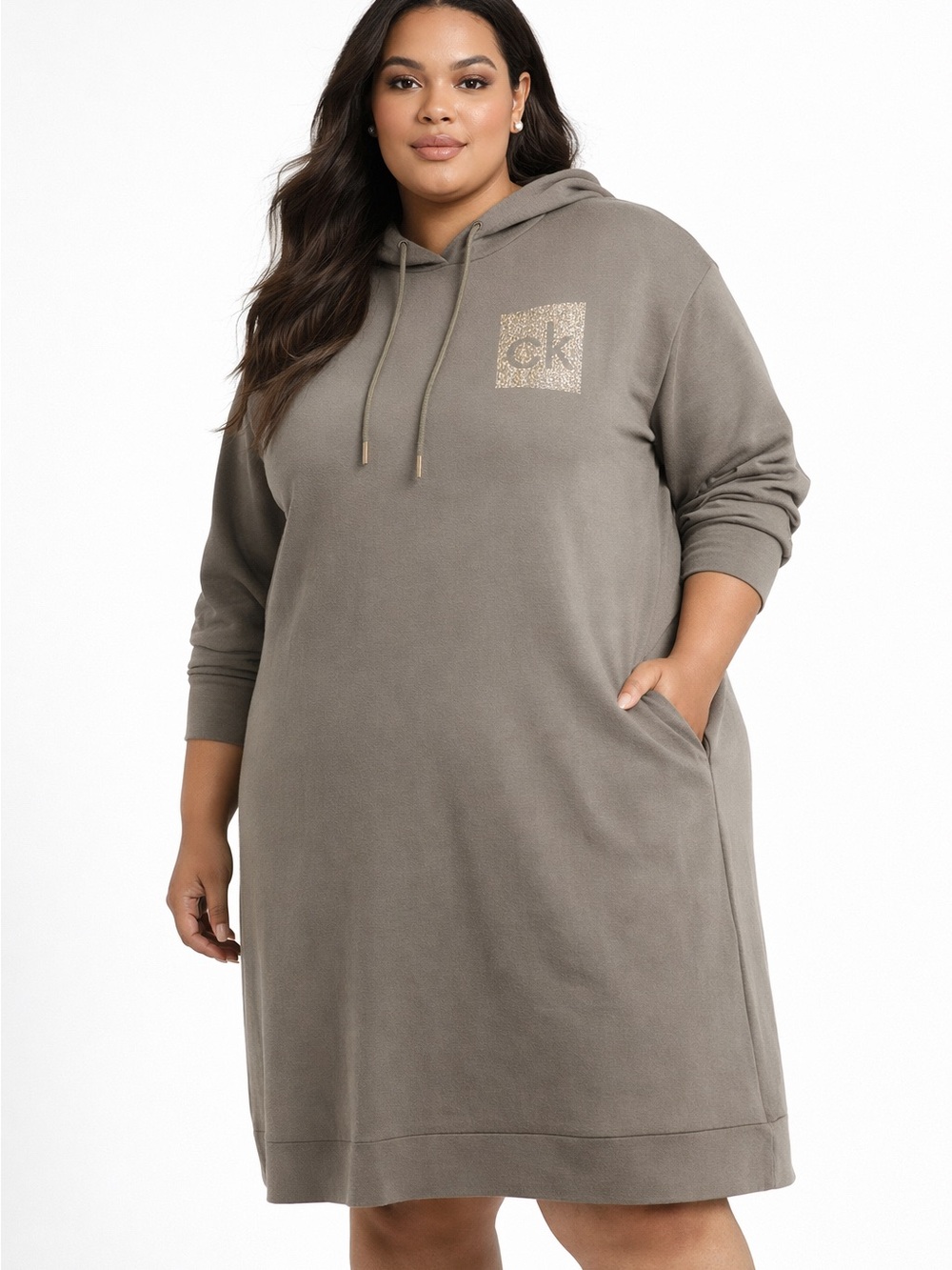 5/$25 Calvin Klein Olive Green Hoodie Dress Size 2X